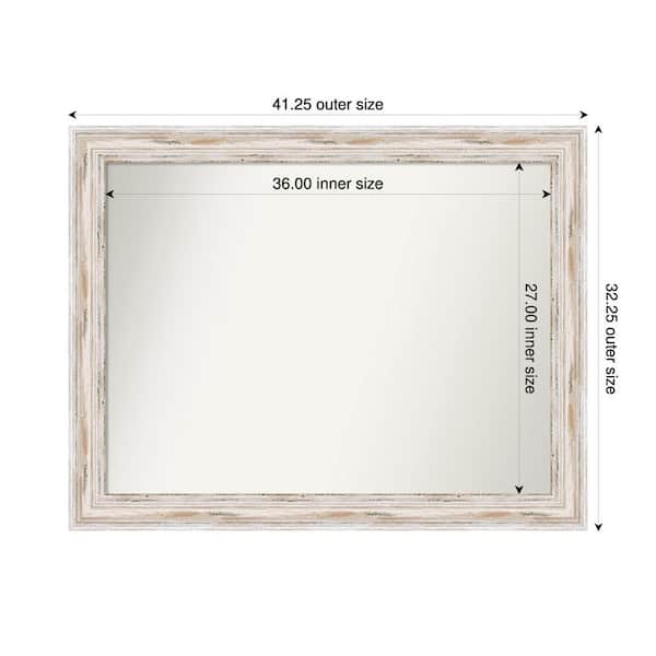 Amanti Art Alexandria Whitewash 41.25 in. x 32.25 in. Custom Non-Beveled Wood Framed Bathroom Vanity Wall Mirror