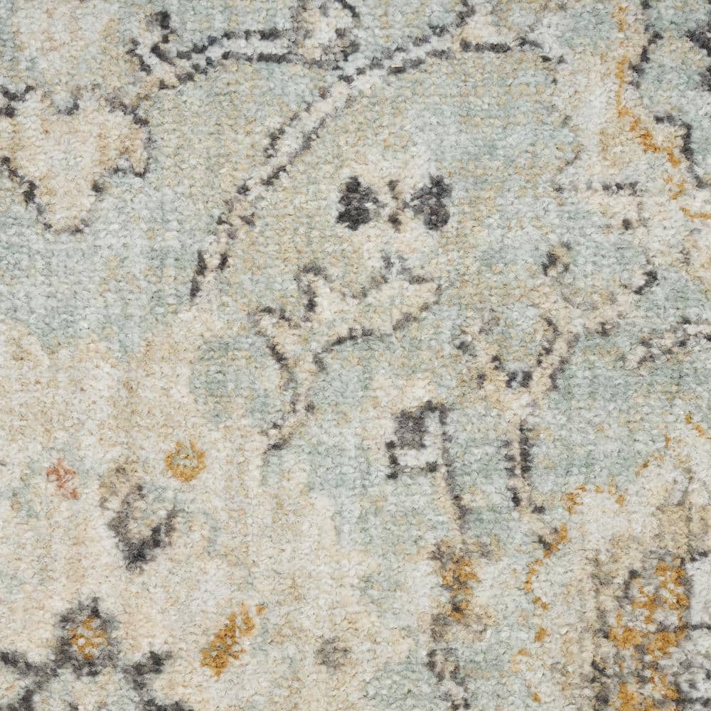 Mint Green Rectangular Synthetic Floral Area Rug 7' x 10'