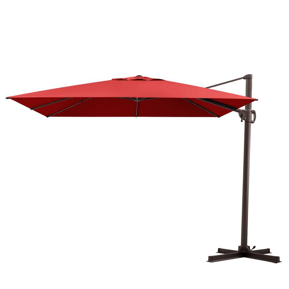 9 ft. x 12 ft. Large Outdoor Cantilever 360° Rotation Patio Umbrella in Red
