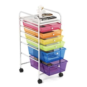 13 in. W x 29.5 in. H Colorful Pull-Out Plastic 6-Drawer Rolling Storage Cart