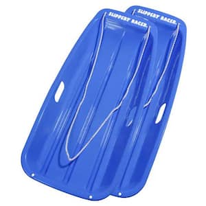35 in. x 18 in. x 4 in. Downhill Winter Toboggan Snow Sled with Rope (Blue, 2-Piece)