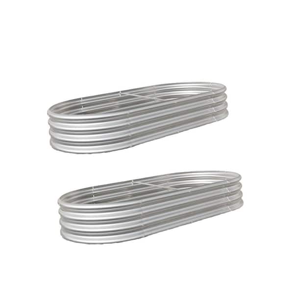 Unbranded 2-Piece 6 x 3 x 1 ft Silver Metal Planter Box, Garden Bed Kit