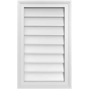 16 in. x 26 in. Vertical Surface Mount PVC Gable Vent: Decorative with Brickmould Frame