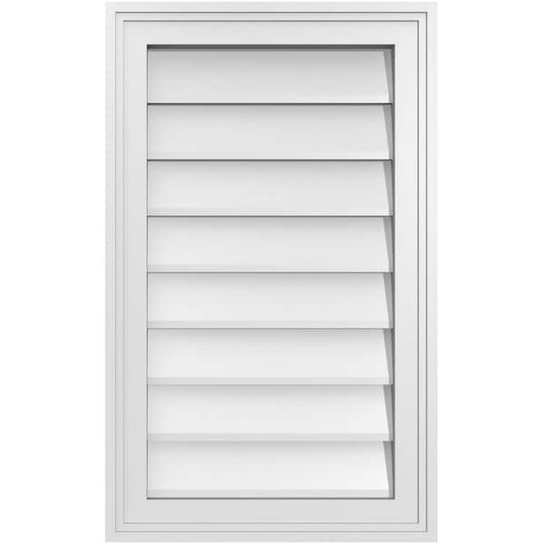 Ekena Millwork 16 in. x 26 in. Vertical Surface Mount PVC Gable Vent: Decorative with Brickmould Frame