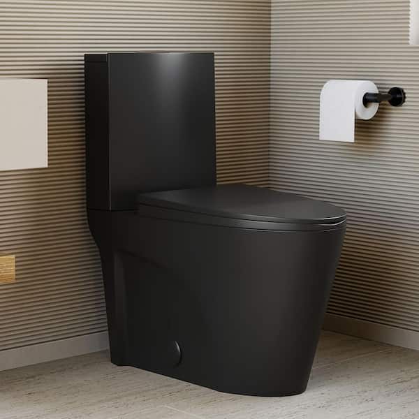 St. Tropez 2-Piece 12 in. Rough-In 1.1/1.6 GPF Dual Top Flush Elongated Toilet in Matte Black