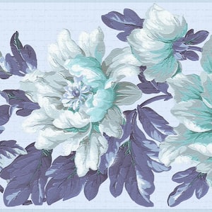 Falkirk Dandy II Purple White Blue Flowers on Vines Floral Peel and Stick Wallpaper Border