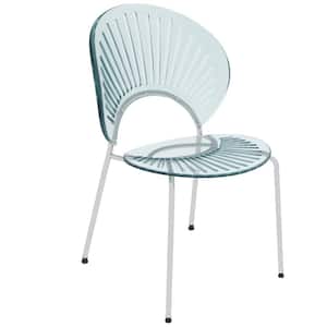 Opulent Mid Century Modern Armless Plastic Dining Chair in Chrome Metal Legs, Smoke