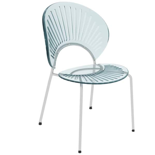Leisuremod Opulent Mid Century Modern Armless Plastic Dining Chair in Chrome Metal Legs, Smoke