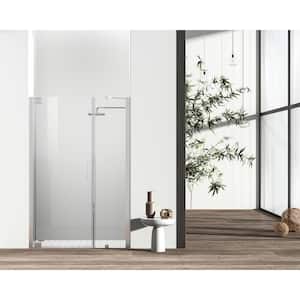 Simply Living 60 in. W x 72 in. H Semi-Frameless Hinged Shower Door in Polished Chrome with Clear Glass