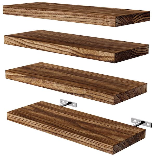 Unbranded 15.7 in. W x 5.9 in. D Brown Floating Shelves Decorative Wall Shelf for Living Room (Set of 4)