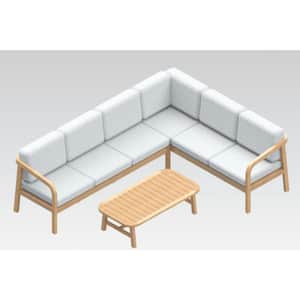 Orleans Eucalyptus Right Arm Outdoor Loveseat with CushionGuard Almond Cushions