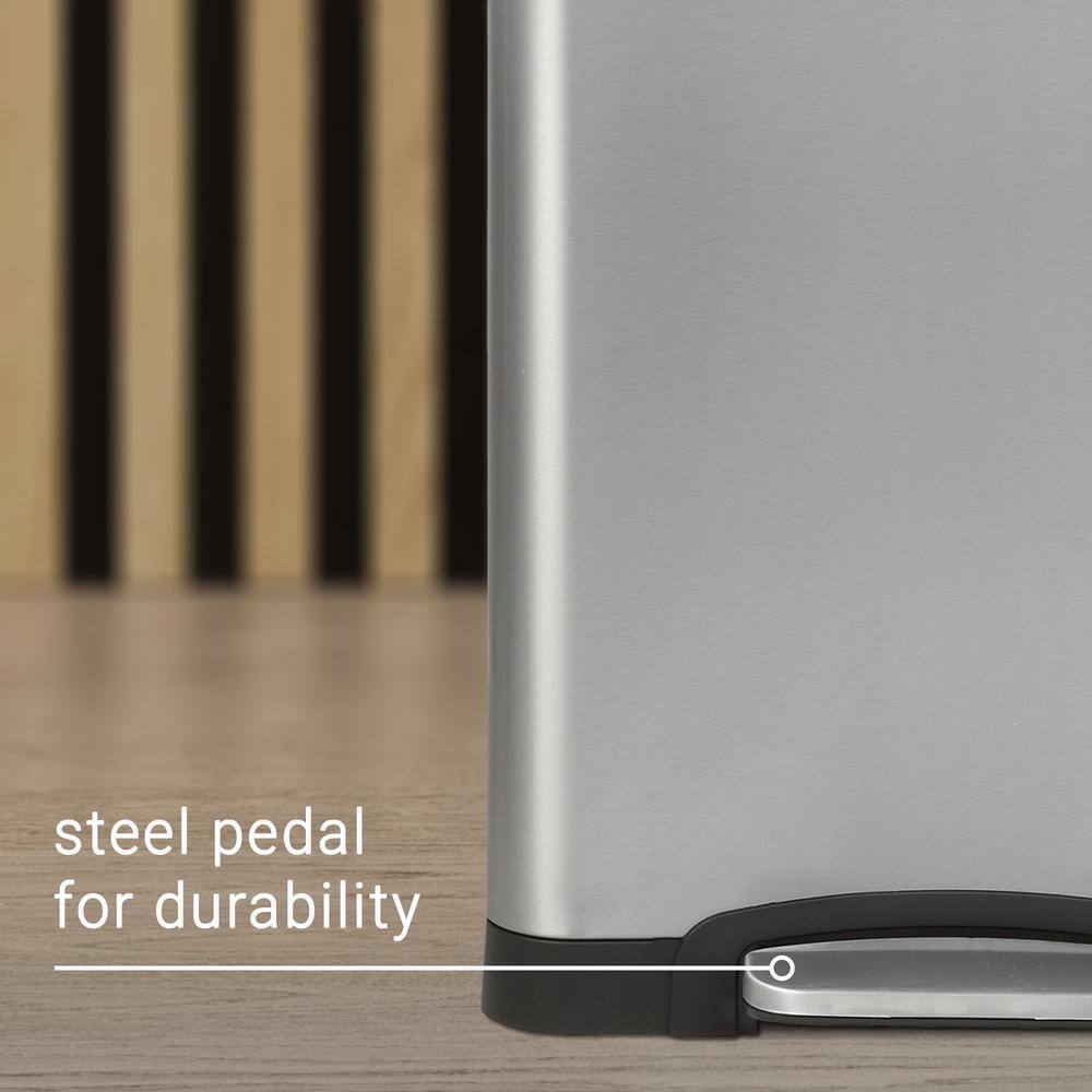 Elmo 8-Gallon Brushed Stainless Steel Kitchen Step Trash Can