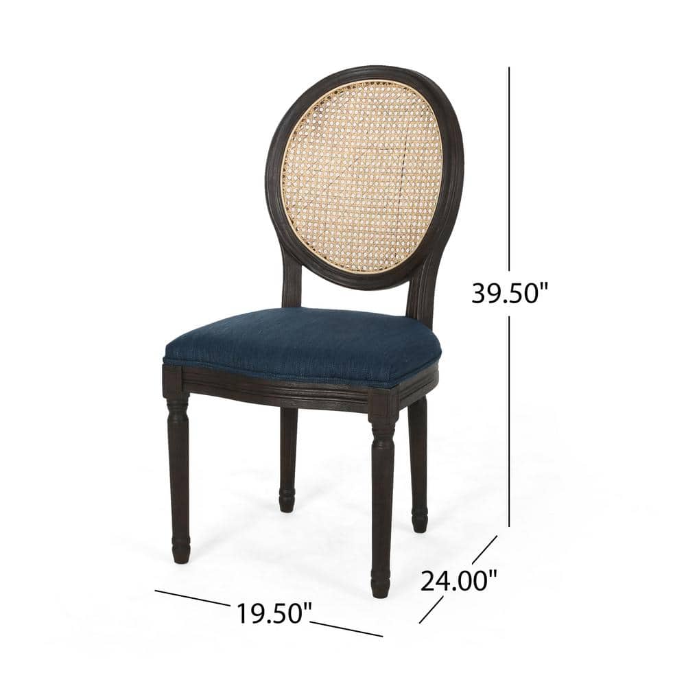 Elegant Navy Blue High-Back Wooden Side Chair Set of 2