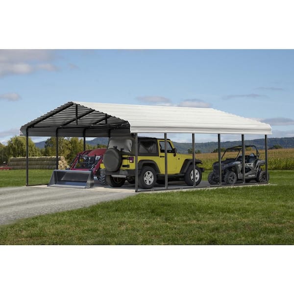 20 ft. W x 24 ft. D x 7 ft. H Eggshell Galvanized Steel Carport, Car Canopy and Shelter
