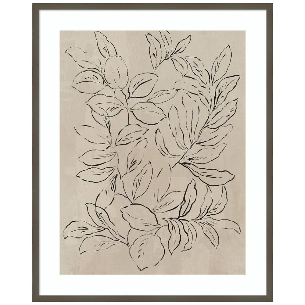 Amanti Art "Outlined Leaves II" by Asia Jensen 1-Piece Wood Framed ...