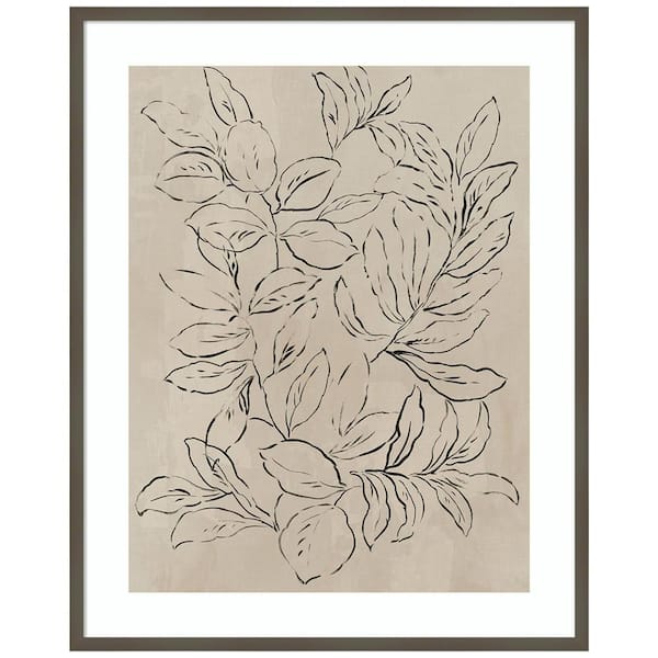 Amanti Art "Outlined Leaves II" by Asia Jensen 1-Piece Wood Framed ...