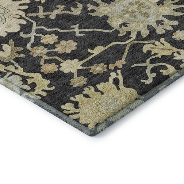Mayfield Premium Machine Washable Abstract AMF1150 Black 2 ft. 3 in. x 7 ft. 6 in. Runner Rug