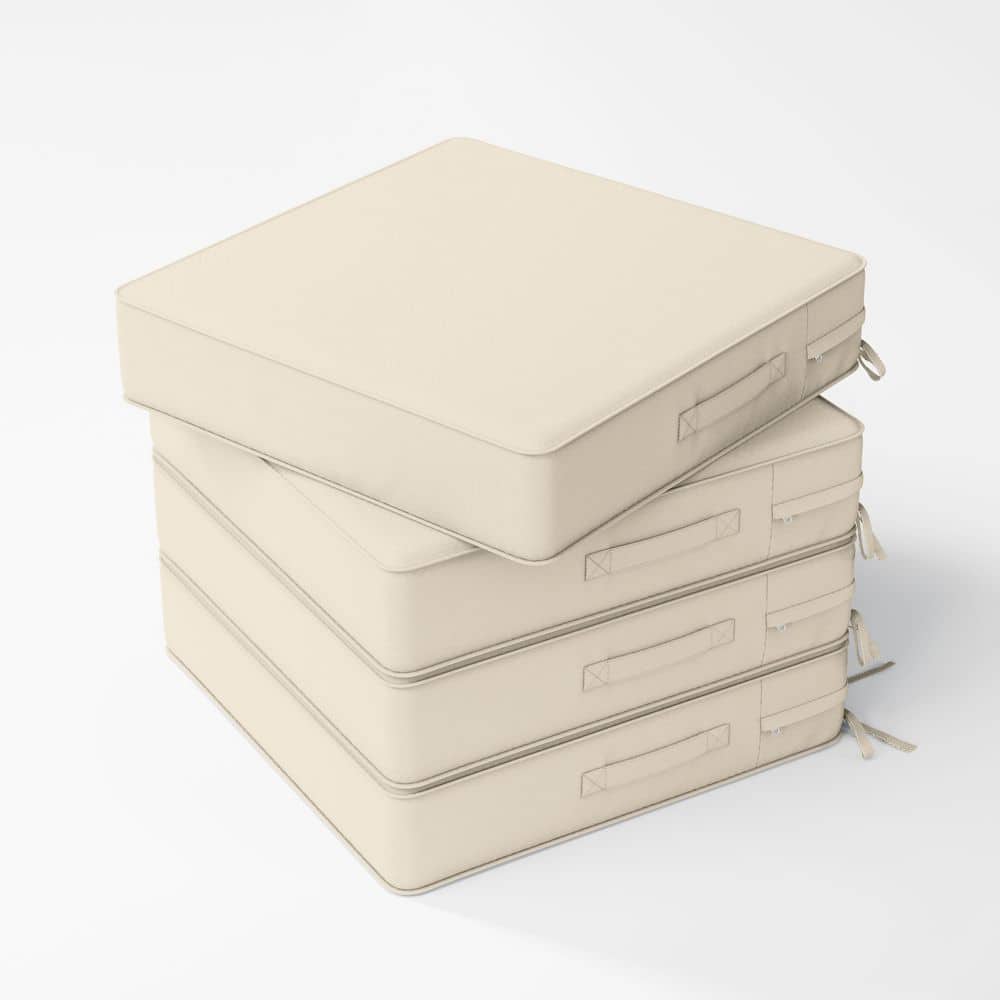 24 x 24 x 5 in. (4-Pack) Square Outdoor Waterproof Patio Replacement Seat Cushions with Ties and Handle, Cream price history on PriceWatchPro