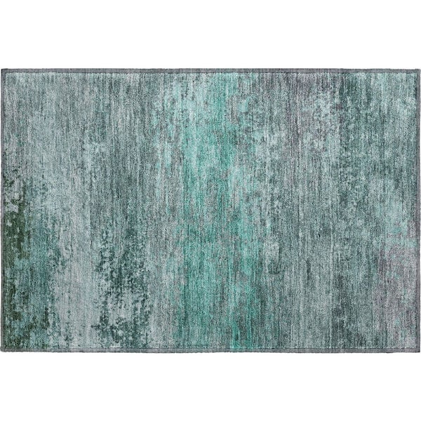 Mayfield Premium Machine Washable Abstract AMF2071 Teal 2 ft. x 3 ft. Accent Rug