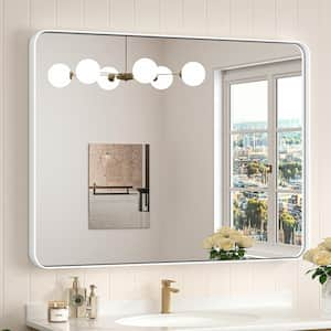 40 in. W x 30 in. H Modern Rectangular White Aluminum Framed Wall Bathroom Vanity Mirror