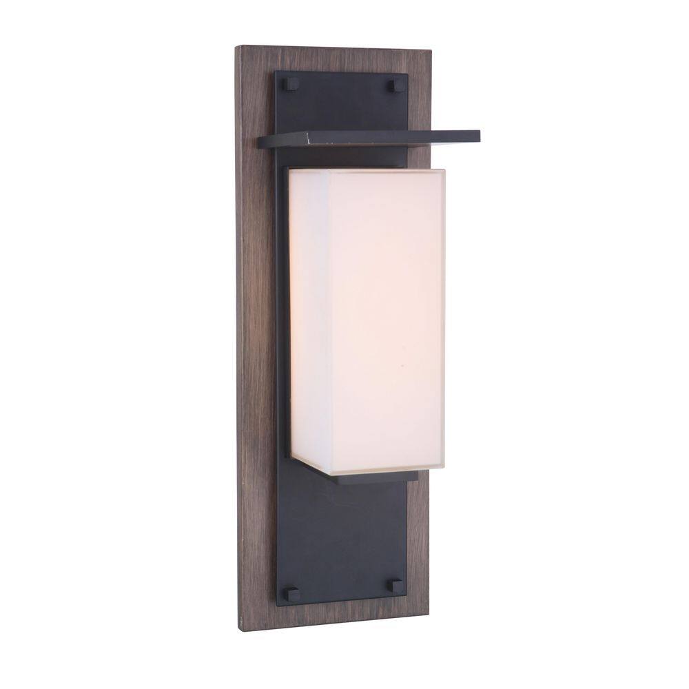 Heights 24" Whiskey Barrel and Black LED Wall Lantern Sconce