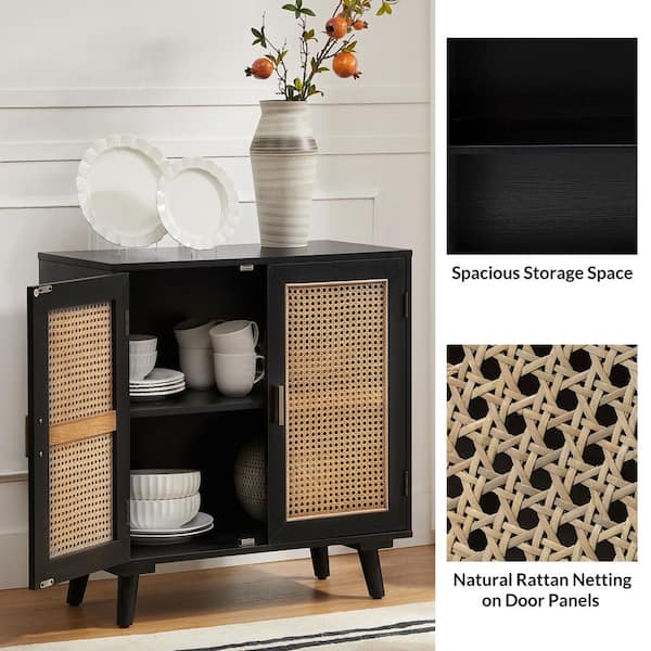 Natural Rattan Shoe Rack Storage Cabinet - Versatile & Elegant
