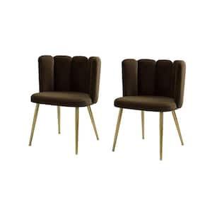 Bona Brown Side Chair with Metal Legs (Set of 2)