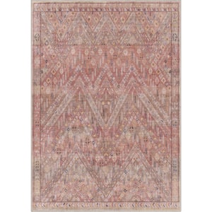 Asha Anya Vintage Tribal Ethnic Red 3 ft. 11 in. x 5 ft. 3 in. Machine Washable Area Rug