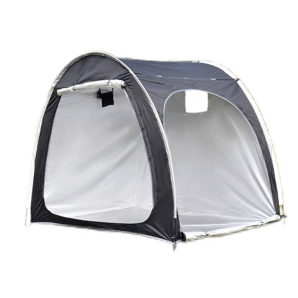Portable Outdoor Cycling Bike Storage Shed Tent Black Double Door Thick Silver Oxford Fabric Anti UV