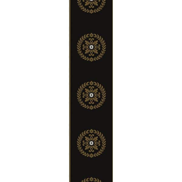 8 sq. ft. Black and Metallic Gold Ronan Medallion Unpasted Non-Woven Paper Wallpaper Border