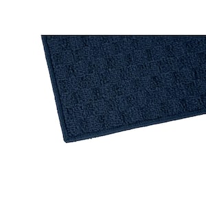 Town Square Navy 4 ft. x 6 ft. Casual Tuffted Solid Color Checkerd Polypropylene Area Rug