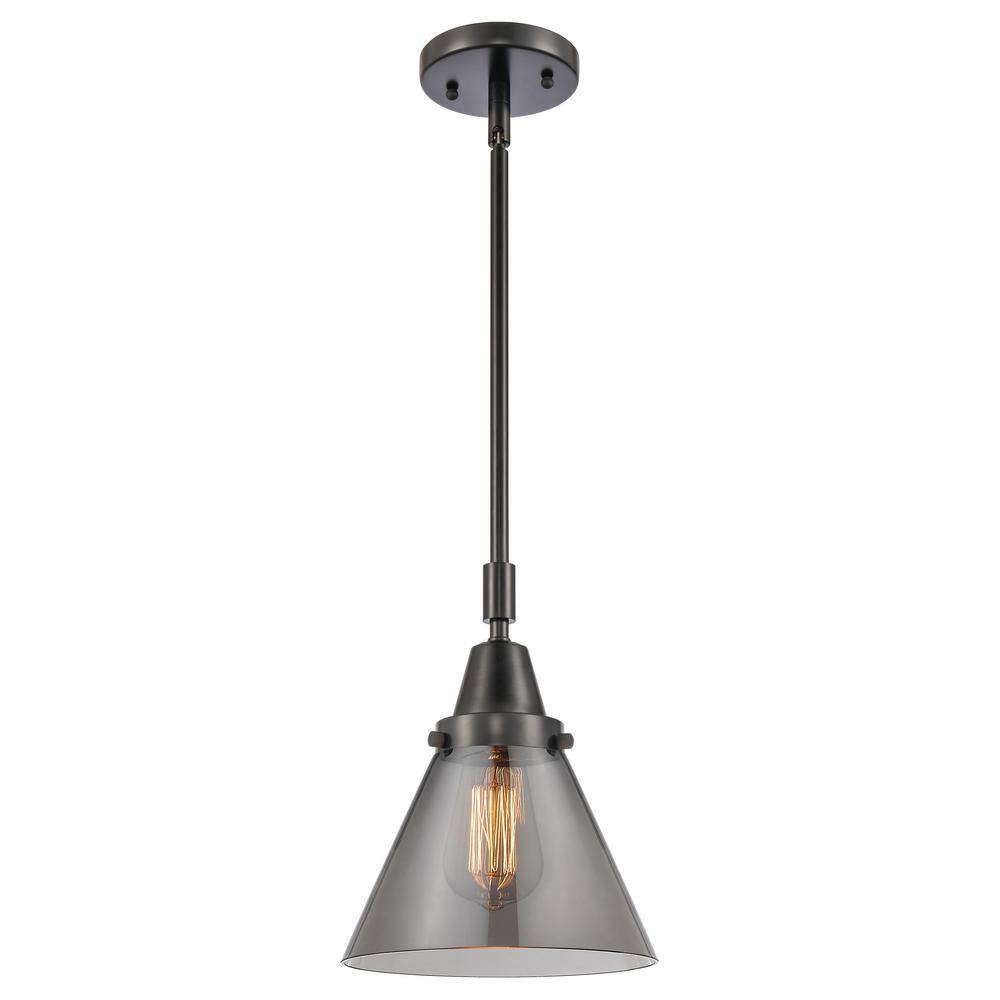 Cone 100-Watt 1-Light Matte Black Standard Mini Pendant Light Smoked Glass Shade price history on PriceWatchPro