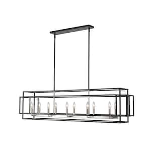 Titania 10-Light Black Plus Brushed Nickel Chandelier with No Shade