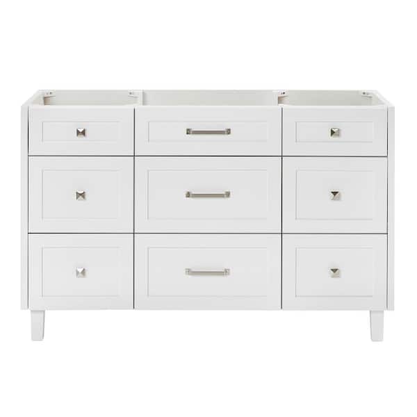 ARIEL Monroe 54 in. W x 21.5 in. D x 34.5 in. H Bath Vanity Cabinet without Top in White