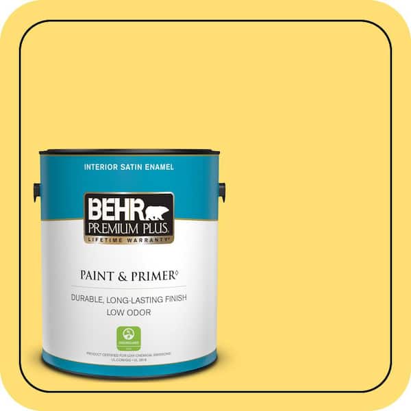 BEHR PREMIUM PLUS 1 gal. #370B-5 Sun Shower Satin Enamel Low Odor Interior Paint & Primer