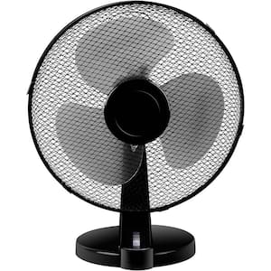 16 in. 3 Speed Portable Table Fan Air Circulator in Black with Adjustable Tilt, Auto-Oscillating and Pedestal