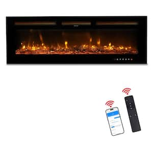 50 in. Wall-Mount/Insert/Freestanding 12-Color Flames Electric Fireplace with Remote Control and WIFI Function