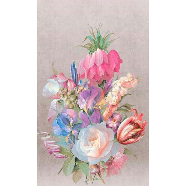 Walls Republic Pink Bold Floral Bouquet Printed Non-Woven Paper Non-Pasted Textured Wallpaper L: 9' 10" x W: 83"