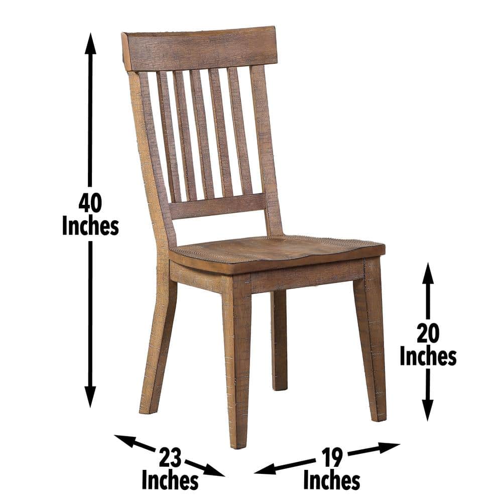 Rustic Brown High Wood Slat Back Side Chair