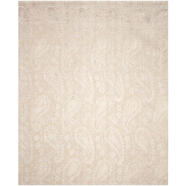 Mirage 8 ft. x 10 ft. Ivory/Silver Geometric Floral Leafs Area Rug