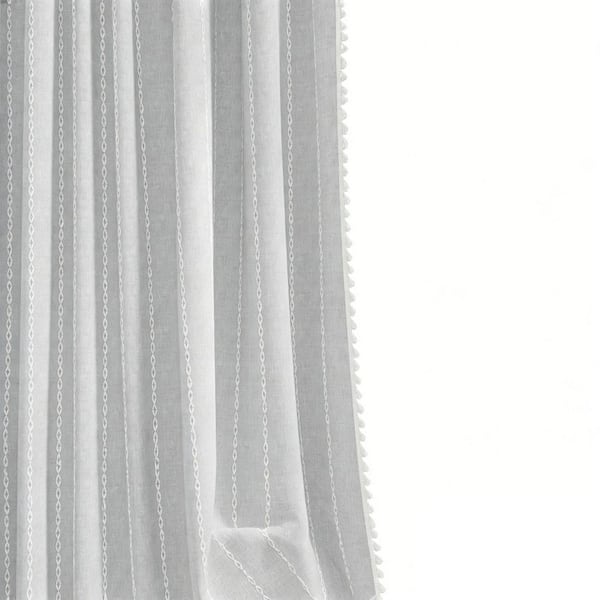 72 in. W x 72 in. L Linen Blend Bohemian Vintage Country Fabric Shower Curtain with Tassel in Gray, Water Repellent