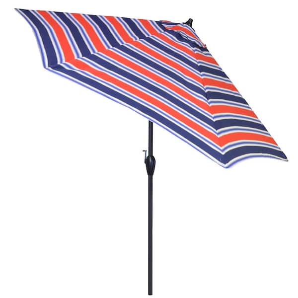Unbranded 9 ft. Aluminum Patio Umbrella in Poolside Stripe with Tilt