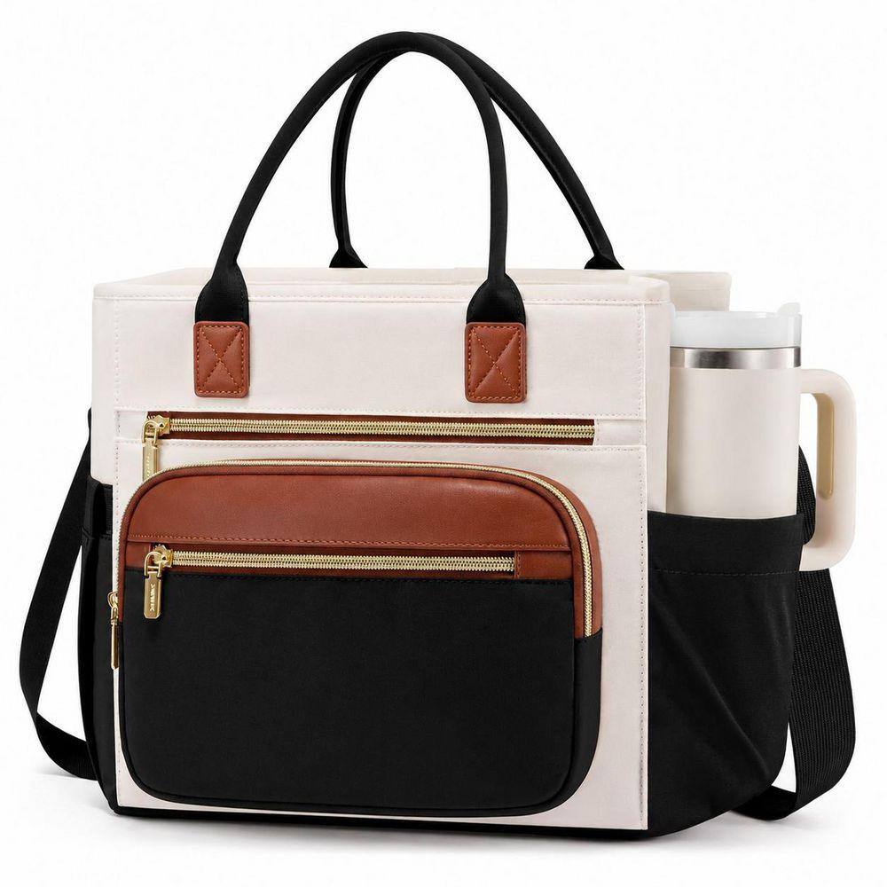 Insulated Lunch Bag Women Wide Opening Leakproof Cooler Bag Adult Lunch Tote with Shoulder Strap Cup Holder
