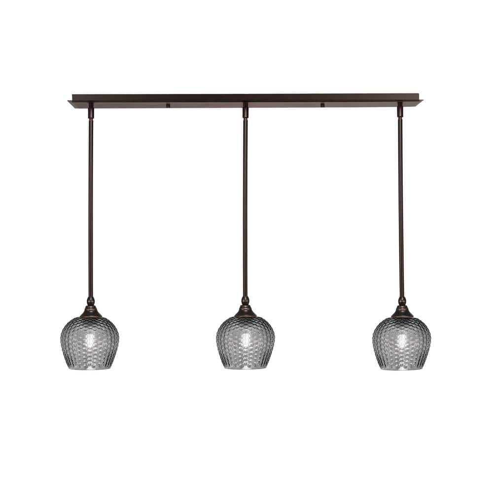 Livingston 100-Watt 3-Light Dark Granite Shaded Pendant Light with 6 in. Sm