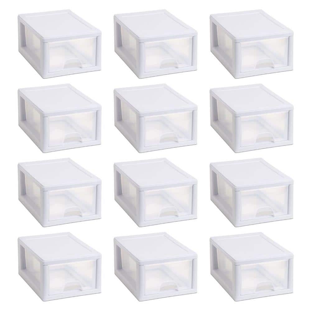 Sterilite Stackable Small Drawer White Frame and See-Through (12-Pack), clear -  12 x 20518006
