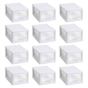 Stackable Small Drawer White Frame and See-Through (12-Pack)