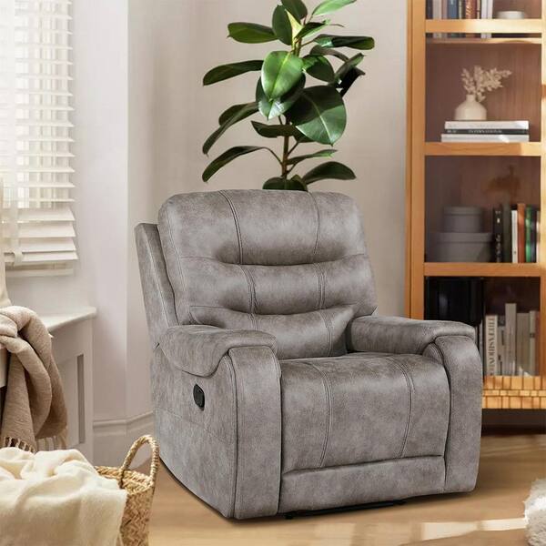 Lazzara Millington Grayish Brown Microfiber Manual Recliner