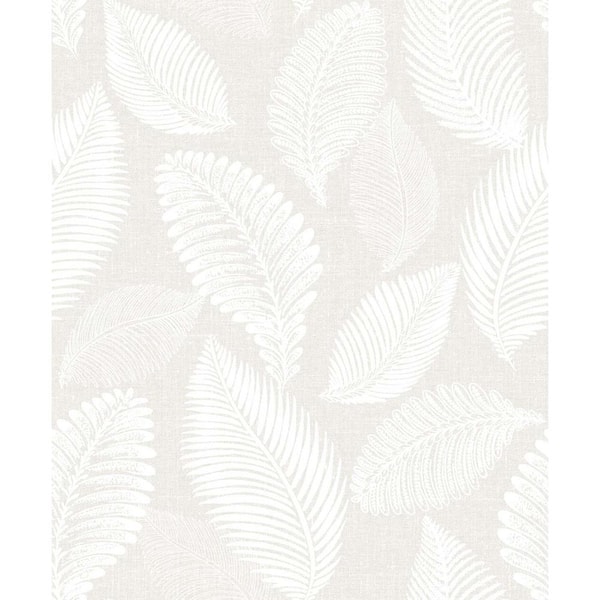Seabrook Designs 57.5 sq. ft. Cool Linen Tossed Leaves Nonwoven Paper Unpasted Wallpaper Roll