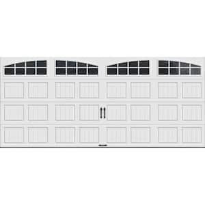 Gallery Steel Short Panel 16 ft x 7 ft Insulated 6.5 R-Value  White Garage Door with Arch Windows