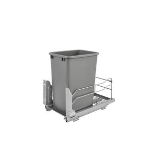 18.9375 in. H x 10.875 in. W x 22.25 in. D Single 35 Qt. Pull-Out Silver Waste Container with Soft-Close Slides